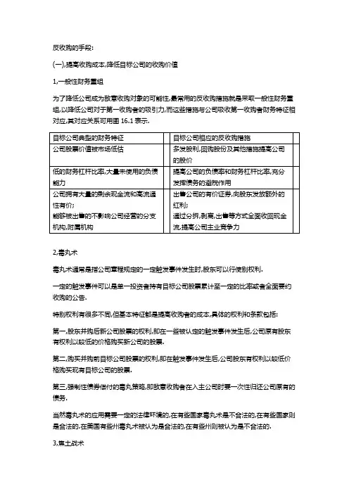 反收购的手段