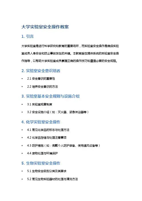 大学实验室安全操作教案