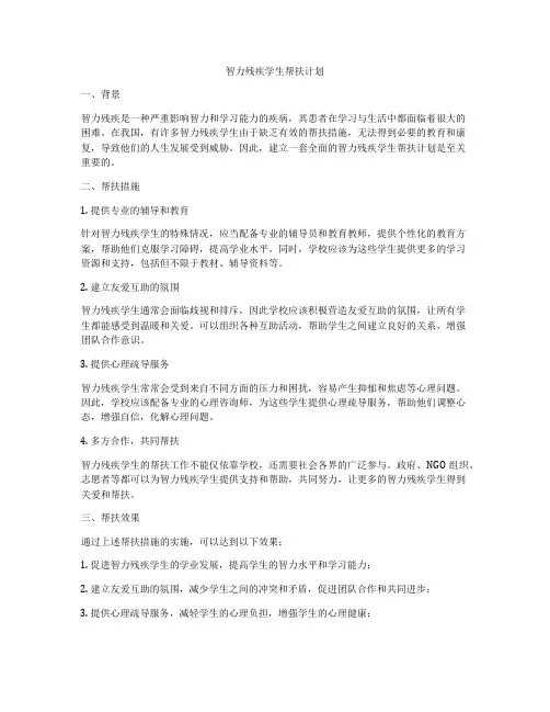 智力残疾学生帮扶计划