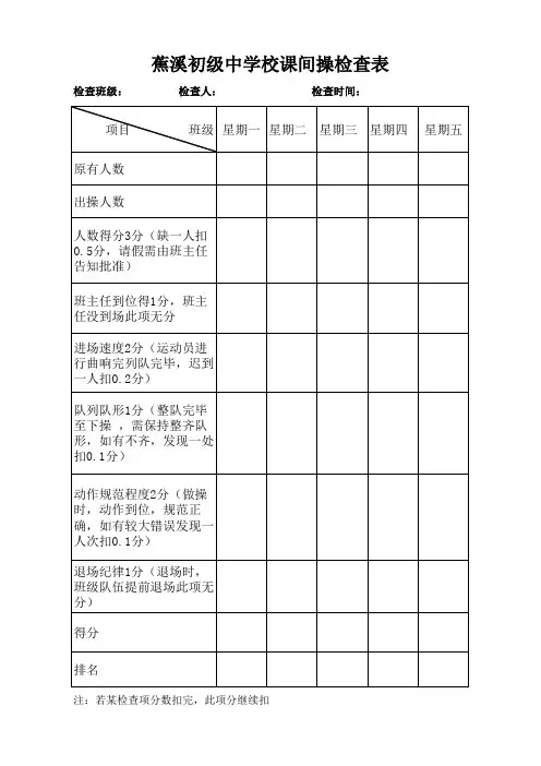 课间操检查表