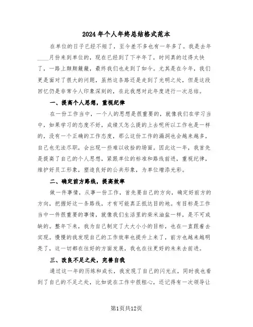 2024年个人年终总结格式范本(七篇)