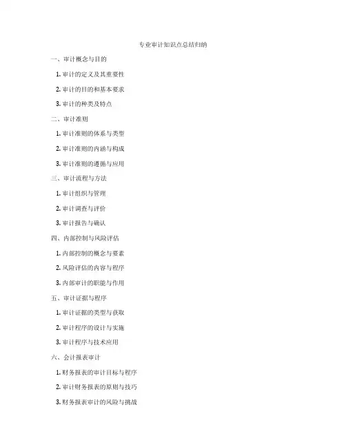 专业审计知识点总结归纳