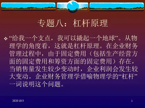 暨南大学MBA课件-《财务管理》专题八