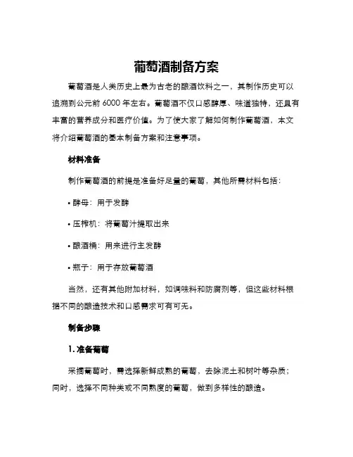 葡萄酒制备方案