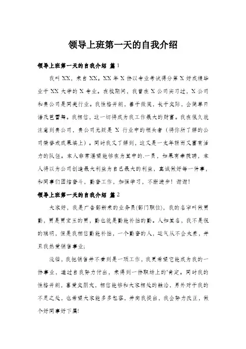 领导上班第一天的自我介绍