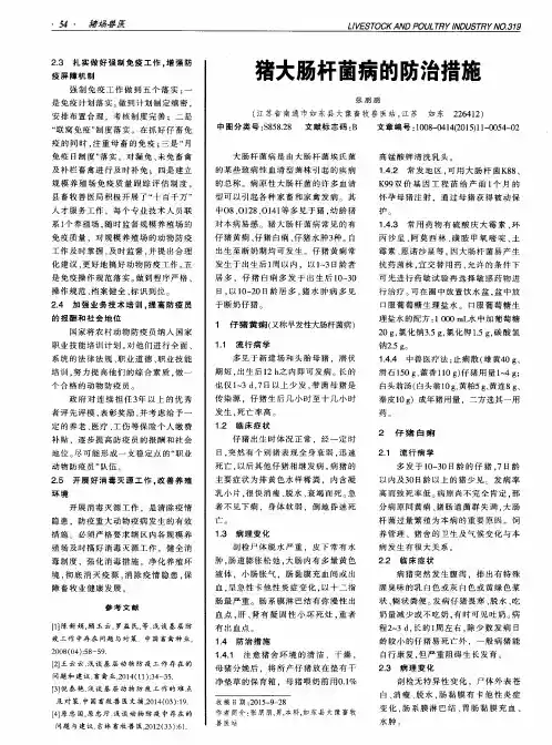猪大肠杆菌病的防治措施