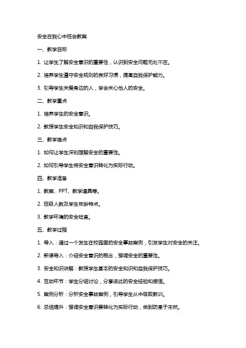 安全在我心中班会教案