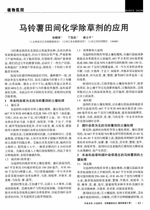 马铃薯田间化学除草剂的应用