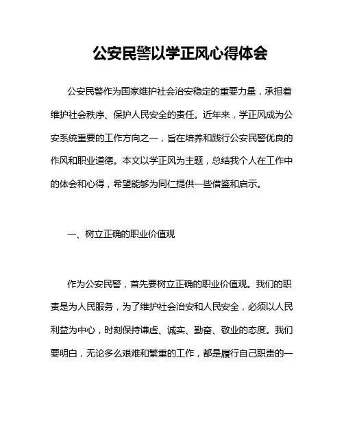 公安民警以学正风心得体会