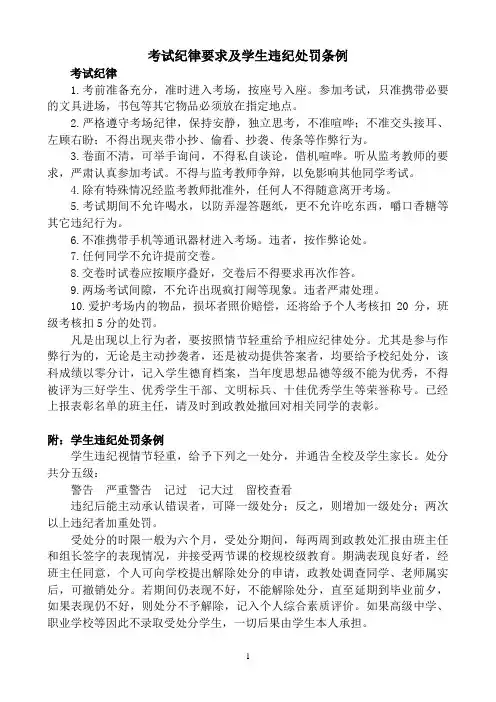 考试纪律要求(考前宣读版)