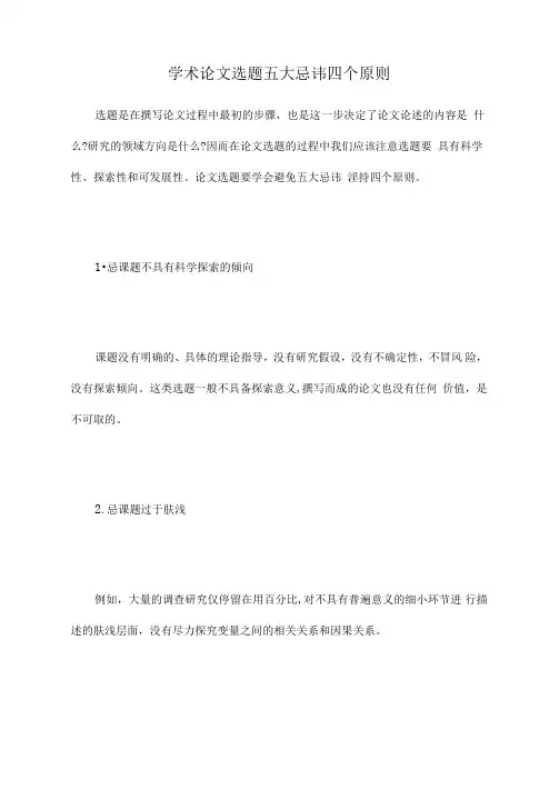 学术论文选题五大忌讳四个原则辑文编译-4027(同名40088)