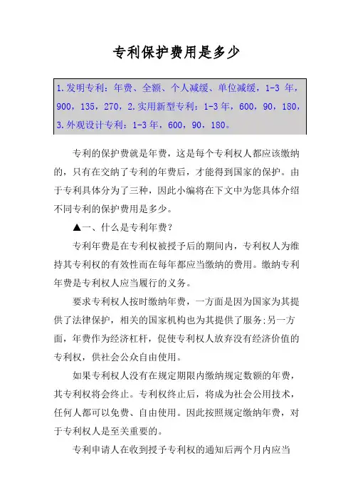 专利保护费用是多少_1