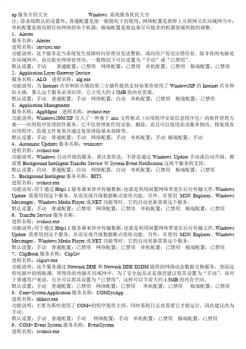 xp服务介绍大全