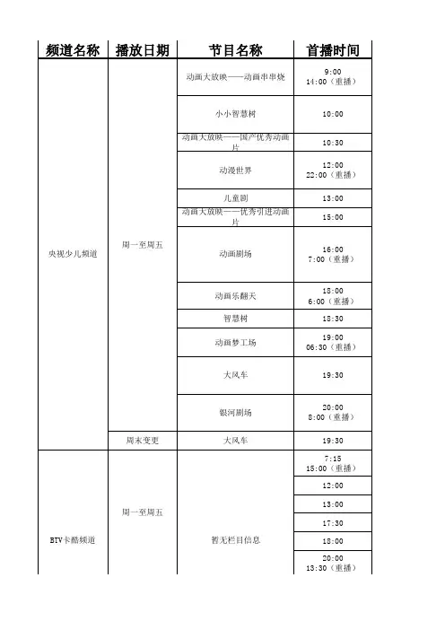 本周时间表下载 - 央视网