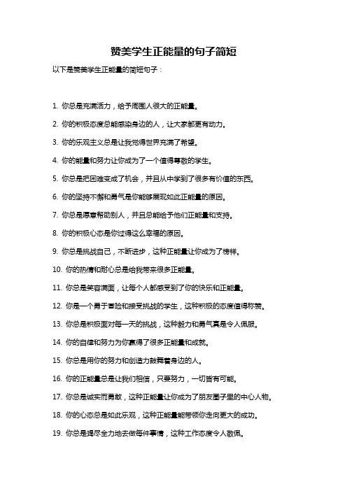 赞美学生正能量的句子简短