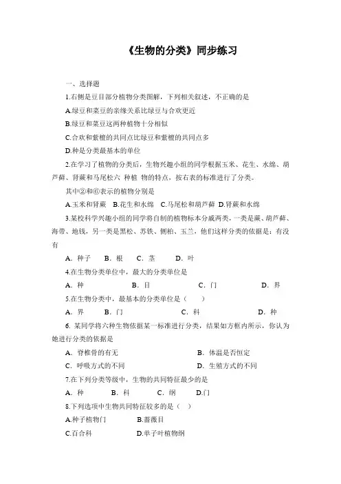 《生物的分类》同步练习