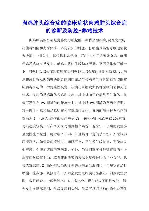 肉鸡肿头综合症的临床症状 肉鸡肿头综合症的诊断及防控 - 养鸡技术