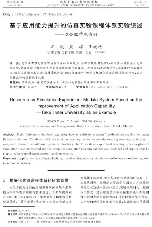 基于应用能力提升的仿真实验课程体系实验综述——以合肥学院为例