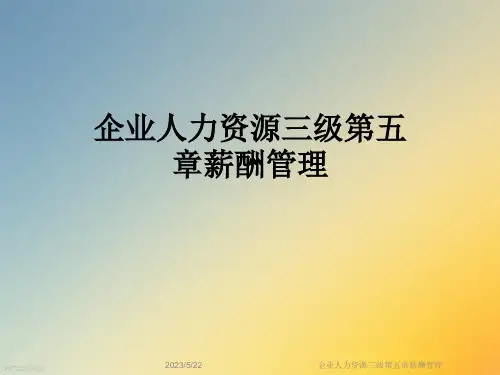 企业人力资源三级第五章薪酬管理