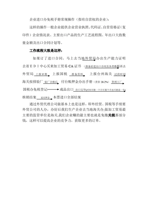 办海关进口免税手册流程图(手续)