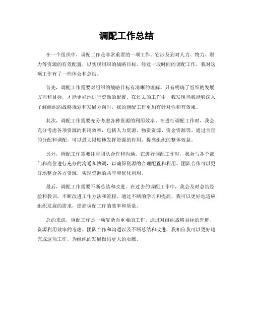 调配工作总结