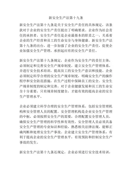 新安全生产法第十九条
