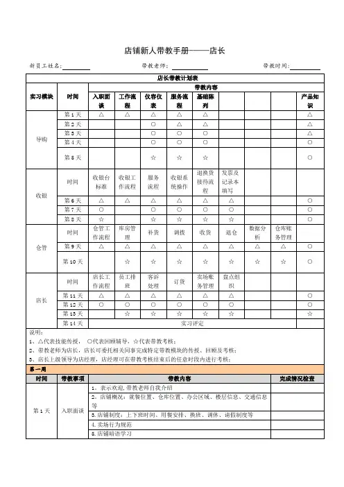 带教手册(店长)