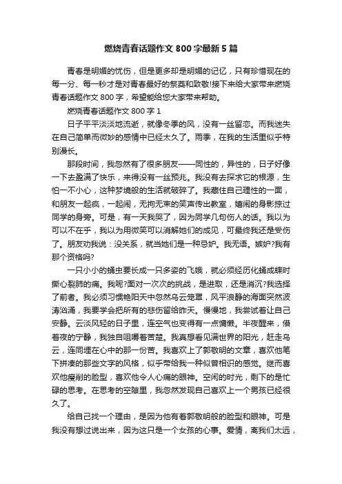 燃烧青春话题作文800字最新5篇
