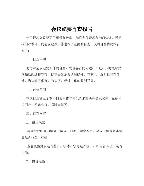 会议纪要自查报告