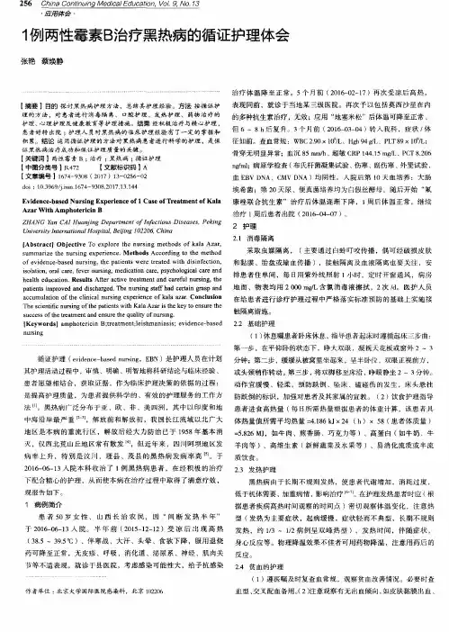 1例两性霉素B治疗黑热病的循证护理体会