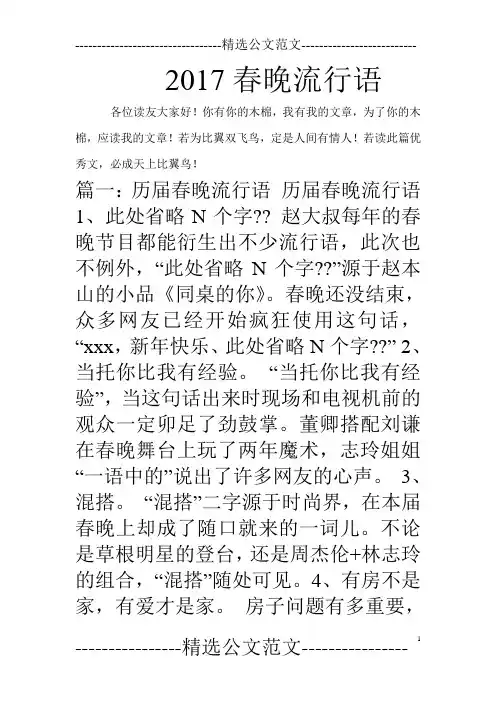 2017春晚流行语