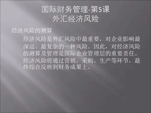 国际财务管理-第5课-外汇经济风险与外汇风险管理策略