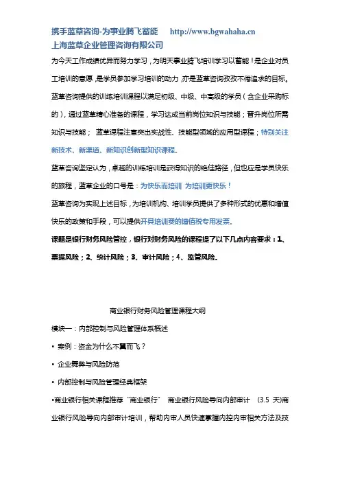 商业银行风险管理课程大纲