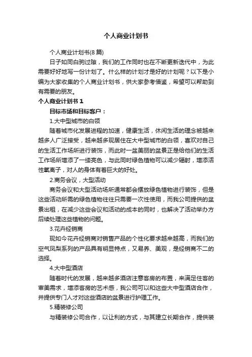 个人商业计划书（8篇）