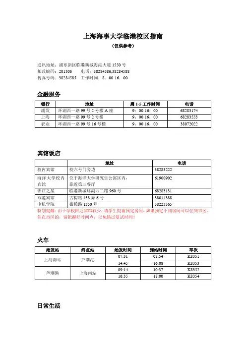 上海海事临港校区指南