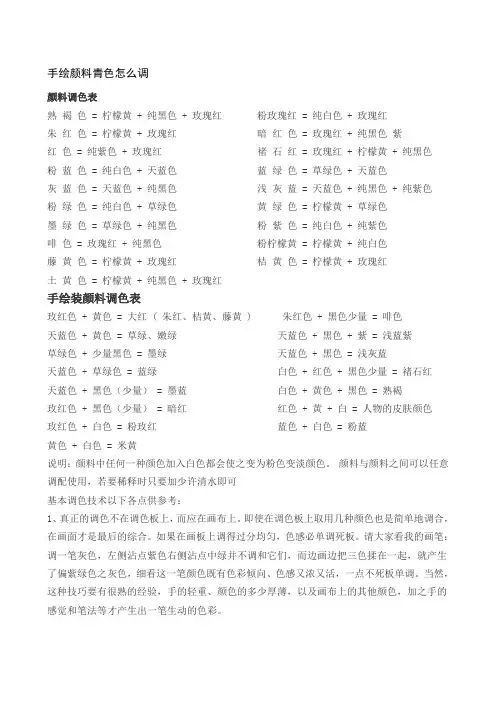 手绘颜料青色怎么调