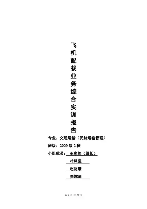 飞机配载业务综合实训报告终汇总