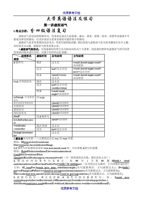 [实用参考]大学英语语法及练习