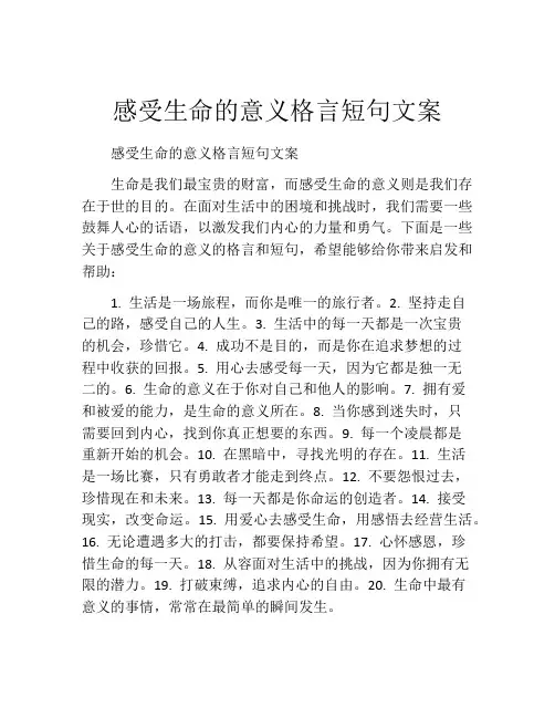 感受生命的意义格言短句文案