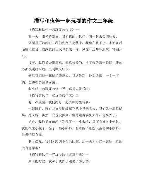 描写和伙伴一起玩耍的作文三年级