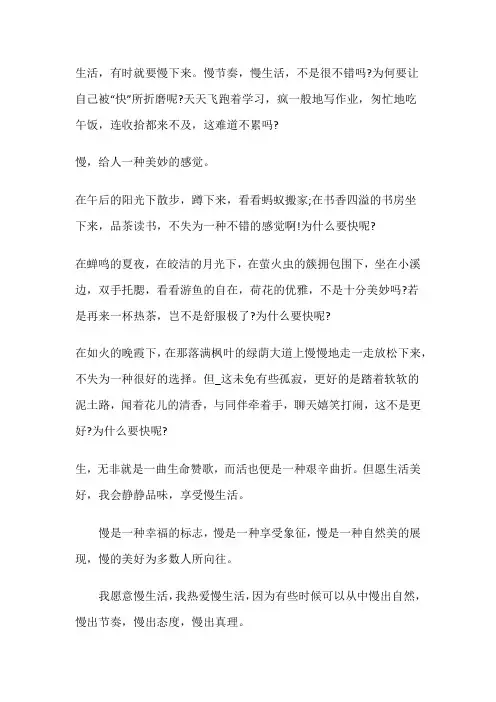 慢生活高考作文