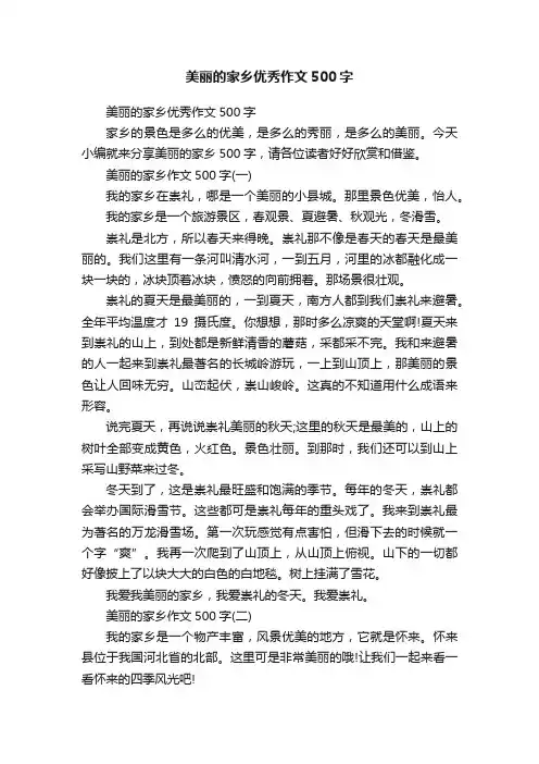 美丽的家乡优秀作文500字