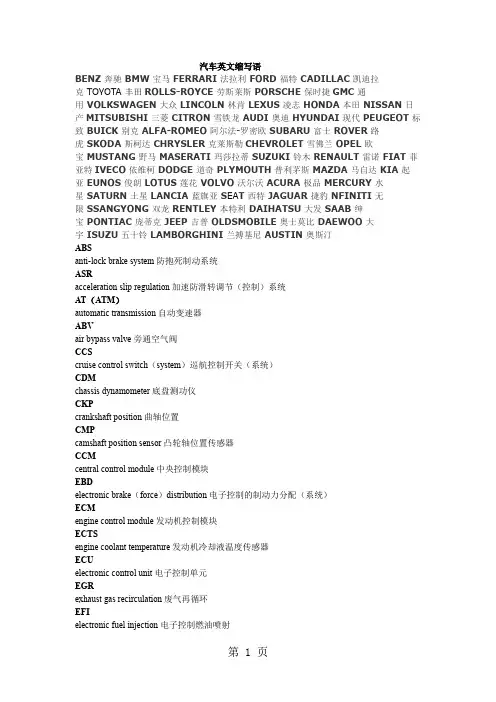 汽车英文缩写语-6页word资料