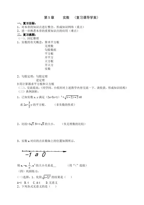 第5章     实数  (复习课导学案)