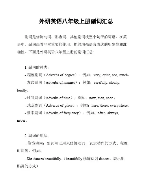 外研英语八年级上册副词汇总