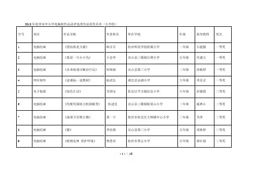 2018年钦州市中小学电脑制作活动评选类作品获奖名单(小学