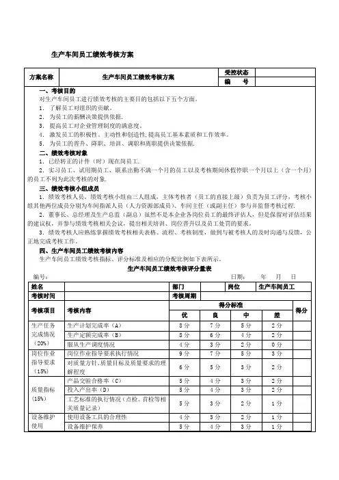 武威八冶钢结构车间员工竟聘考核方案