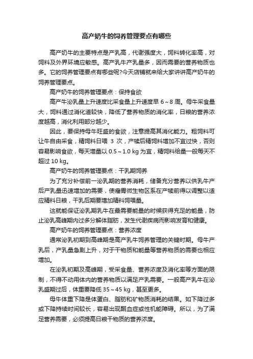 高产奶牛的饲养管理要点有哪些