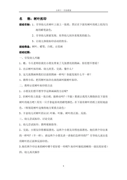 十一月活动教案