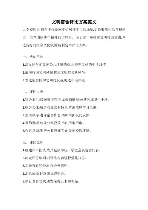 文明宿舍评比方案范文